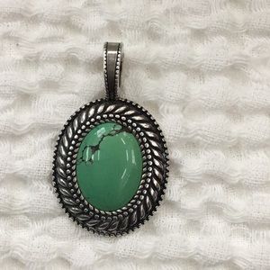 Carolyn Pollack Sterling Silver and Green Turquoise Pendant